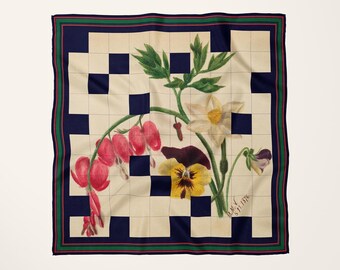 M.M.V. 5.11.1876 Silk Scarf · Archival Botanical · Habotai Square, 26 to 50 in