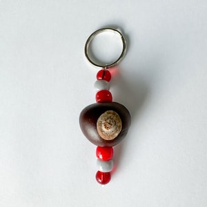 Buckeye Nut and Beaded Keychain- Ohio State Buckeyes