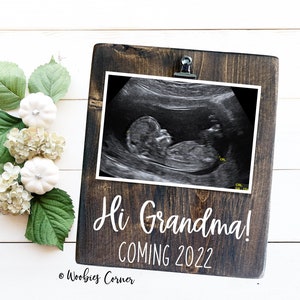 Pregnancy announcement to Mom, Ultrasound picture frame, Sonogram picture frame, Grandparents to be gift, Hi Grandma ultrasound reveal frame