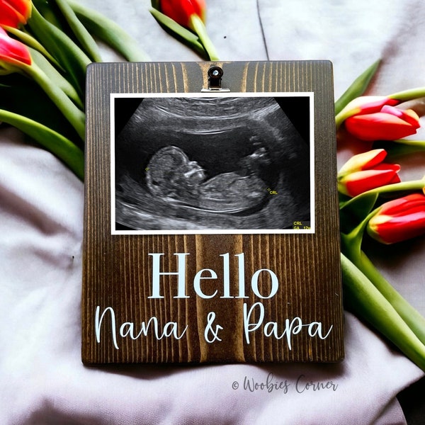 Nana and Papa Pregnancy Reveal Picture Frame | Personalized Pregnancy Announcement | Pregnancy Reveal to Grandparents | Ultrasound Frame