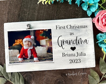 Personalized First Christmas As Grandma Picture Frame, Custom First Christmas as Grandparents Keepsake, Custom Baby's First Christmas Frame