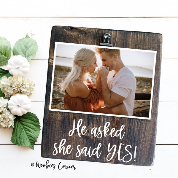 He Asked, She said Yes Personalized engagement picture frame, Engagement gifts, Gifts for couples, Engagement frame personalized, Farmhouse