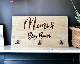 Gift for Mimi | Mother's Day Gift for Grandma | Wood Burned Sign | Gift for Grandma Personalized | Grandparents Day Gift | Custom Brag Board