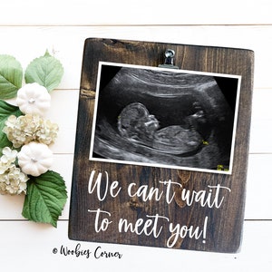 Twins pregnancy announcement gift, We can&#39;t wait to meet you frame, Twins ultrasound picture frame, Twins announcement Grandparents gift,