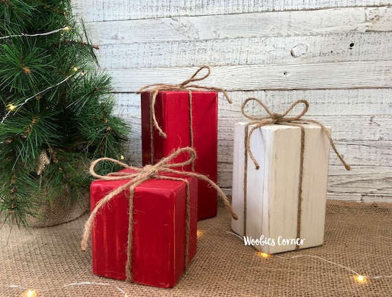 Primitive Christmas Decor Wood Christmas Presents Wood Etsy - Primitive Christmas Decor Wood Christmas Presents Wood Etsy