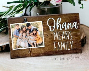 Wooden Family Picture Frame for 5x7 Photo | Love Quote Wood Sign Gift for Long Distance Family | Blended Family Christmas Gifts for Mom Dad