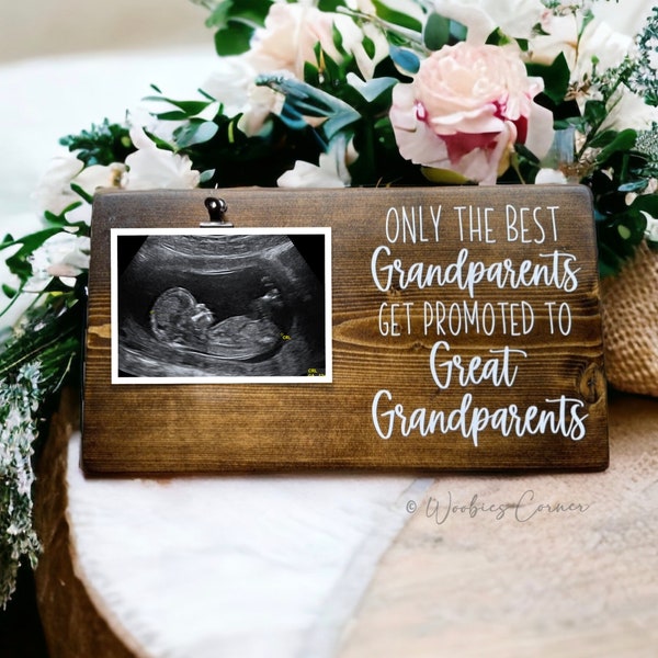 Great Grandparents Pregnancy Announcement | Gift for Great Grandparents To Be | Great Grandparent gift | Ultrasound Photo Frame | Wood frame