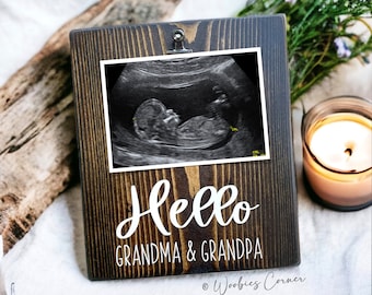 Hello Grandma & Grandpa Pregnancy Reveal Gift | Baby Announcement Personalized | Pregnancy Announcement to Grandparents | Ultrasound Frame