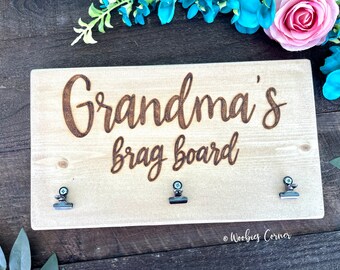 Gift for Grandma, Mother's Day Gift for Grandma, Wood Burned Brag Board Personalized, Custom Wood Burned Sign, Grandma Frame, Photo Gift