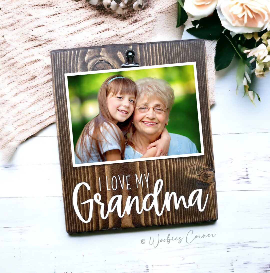 Personalized Wood Picture Frame for Grandma I Love My Grandma Best