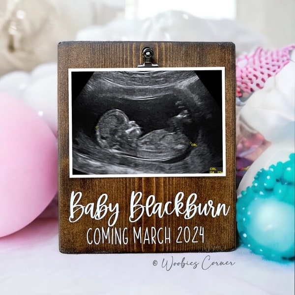 Rustic Baby Shower Decor Ultrasound Newborn Picture Frame Personalized Announcement Gift | Rustic Pregnancy Gifts for Mommy to Be Name Sign