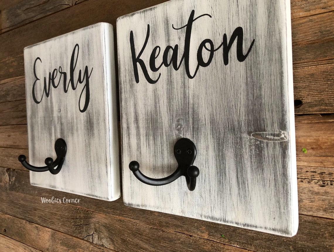 Towel Hooks Kids Bathroom Set of 2 Towel Hooks Personalized Etsy