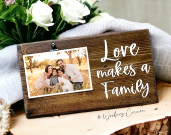 Family Wedding Gift for Blended Families Unity Picture Frame | Love Makes a Family | Adoption Christmas Gifts Step Dad Mom | Family Decor
