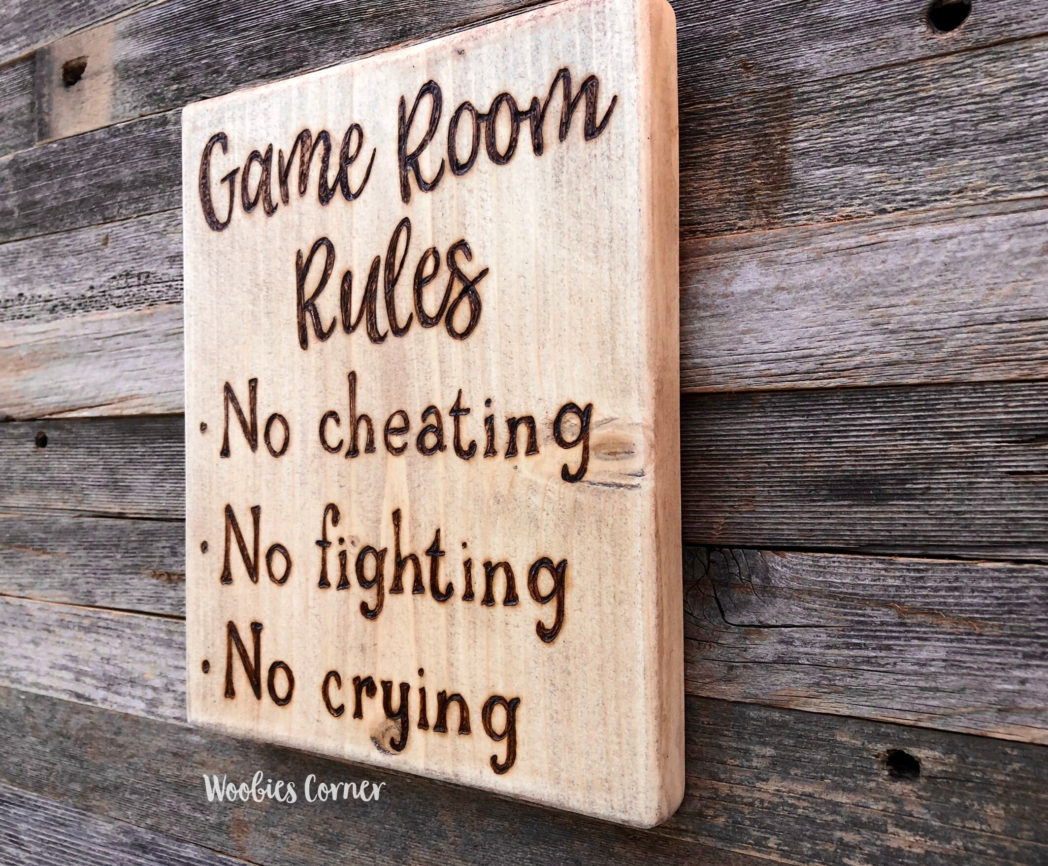 Game room decor Game room rules Wood sign Game room wall Etsy