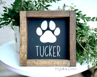Personalized Dog Name with Paw Print Sign | Gift for Cat Lovers | Cat Name Sign | Pet Lover Gift | Custom Dog and Cat Decor | Farmhouse Sign
