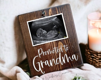 Promoted to Grandma Ultrasound Picture Frame | Pregnancy Reveal to Family | Pregnancy Announcement Gift | Personalized Baby Announcement