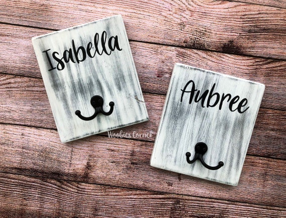 Girls Bedroom Hooks Set Of 2 Personalized Hooks Girls Bathroom Hooks Personalized Bathroom Hooks Childrens Wall Hooks Personalized Kids