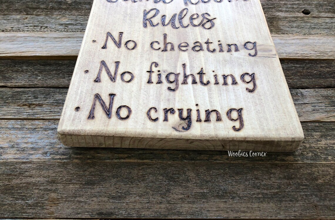 Game room decor Game room rules Wood sign Game room wall Etsy