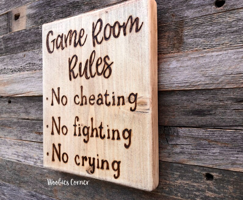 Game room decor Game room rules Wood sign Game room wall Etsy