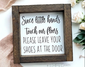 Remove Your Shoes Wood Sign | Front Door Welcome Signs for Home | No Shoes Sign | Entryway Farmhouse Home Decor | New Mom Baby Shower Gift