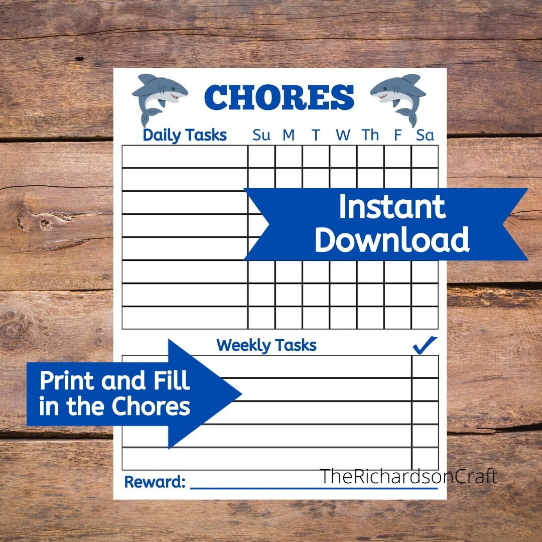 Printable Chore Charts for Kids 3 Designs Included Daily - Etsy