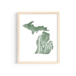 Michigan Home Print. Michigan Decor. Michigan Art Print. Michigan Home Gift. Personalized Michigan Print. Going Away Gift.
