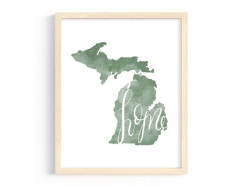 Michigan "Home" Art Print INSTANT DIGITAL DOWNLOAD
