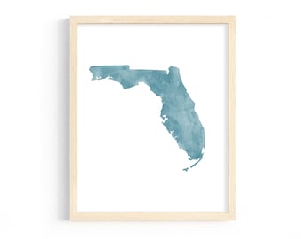 Florida Watercolor Print. State Illustration. Florida Art. Personalized State Print. Watercolor State. Custom Florida Gift