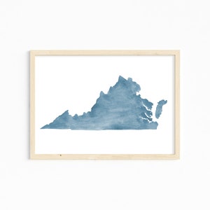 Virginia Watercolor Print. Virginia  Decor. Virginia Art Print. Virginia Gift. Virginia Watercolor Illustration. Personalized State Print