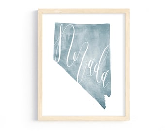 Nevada Hand Lettered State Print INSTANT DIGITAL DOWNLOAD