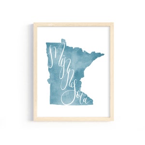 Minnesota Hand Lettered Print. Minnesota Home Decor. State of Minnesota Art Print. Custom Minnesota Gift. Minnesota Illustration. Wall Art