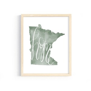 Minnesota Watercolor Home Print. Minnesota Decor. Minnesota Art Print. Minnesota Gift. Minnesota Housewarming Gift. Personalized State Print