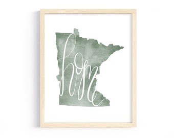 Minnesota Watercolor Home Print INSTANT DIGITAL DOWNLOAD