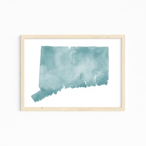 Connecticut Watercolor Print. State Illustration. Connecticut Art. Personalized State Print. Custom Connecticut Gift.