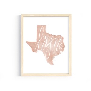 Texas Home Print. Watercolor State Print. Personalized Home State Print. Texas Gift for Home. Watercolor Art. Housewarming gift