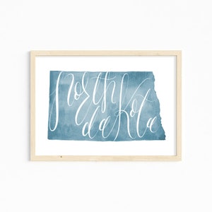 North Dakota Lettering Print. North Dakota Home Decor. North Dakota State Art Print. Gift for North Dakota Lover. North Dakota Wall Art