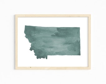 Montana Watercolor Art Print. INSTANT DIGITAL DOWNLOAD