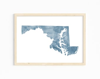 Maryland Watercolor Print. Maryland Decor. Maryland Art Print. Maryland Gift. Maryland Watercolor Illustration. Personalized State Print