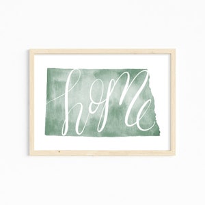 North Dakota Home Print. North Dakota Decor. North Dakota State Art Print. Gift for North Dakota Lover. North Dakota Watercolor Print