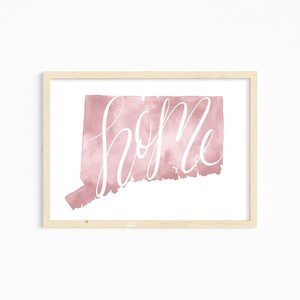 Hand Lettered Connecticut Print. State of Connecticut Art. State Hand Lettering Print. Personalized Connecticut Gift. Watercolor Dorm Decor