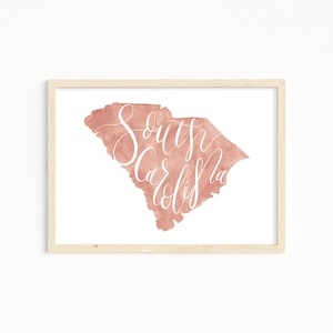 South Carolina Print. South Carolina Home Decor. Custom South Carolina State Art Print. South Carolina Gift. South Carolina Hand Lettering