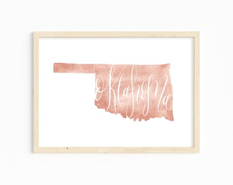 Oklahoma Hand Lettering Print. State of Oklahoma Home Decor. Oklahoma State Art Print. Custom Gift for Oklahoma Lover. Oklahoma Wall Art