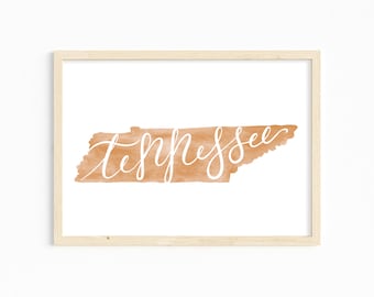 Tennessee Print. Hand Lettered Tennessee Home Decor. Tennessee State Art Print. Custom Tennessee Gift. Tennessee Hand Lettering Print