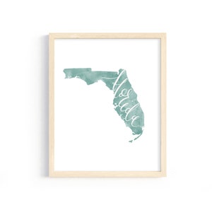 Florida Hand Lettered Print. Florida Hand Lettering. State of Florida Print. Watercolor State. Custom Gift for Florida Lover.