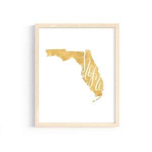 Florida Hand Lettered Print. Florida Hand Lettering. State of Florida Print. Gift for Home. Custom Gift for Florida Lover. Dorm Decor