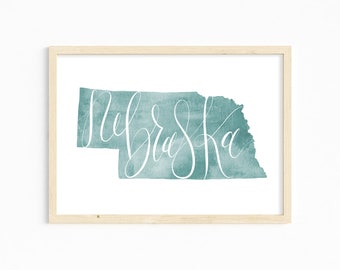 Nebraska Hand Lettering State Print INSTANT DIGITAL DOWNLOAD