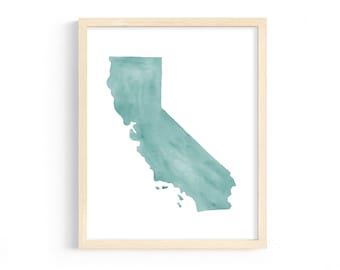 California Watercolor Print. Home State Love. California Art. Personalized State Print. Watercolor State. California Gift.