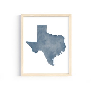 Texas Watercolor Print. State Illustration. Texas State Art Print. Personalized State Print. Gift for Texas Lover. Shabby Chic Home Decor.