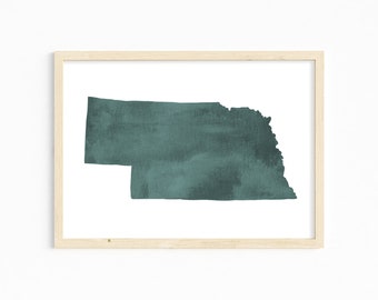 Nebraska State Watercolor Print INSTANT DIGITAL DOWNLOAD