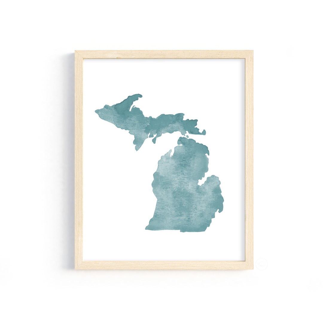 Michigan Watercolor Print. Michigan Decor. Michigan Art Print. Michigan ...